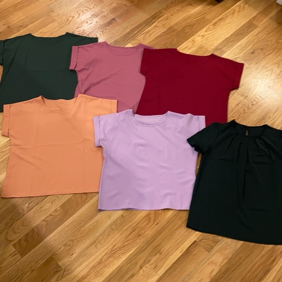 Tops - Lot of 6 Short Sleeve Solid Color Dress Blouses - NWOT